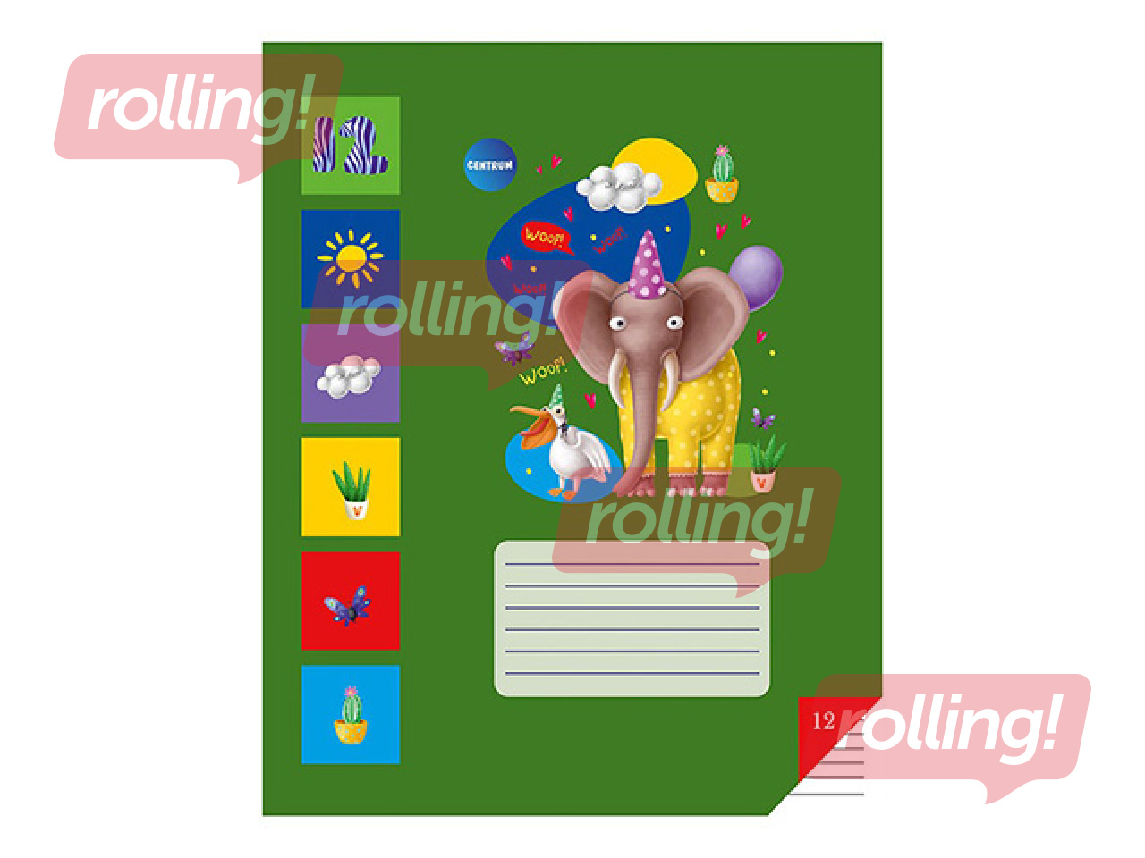 Notebook Centrum, with animals, lined, 12 sheets