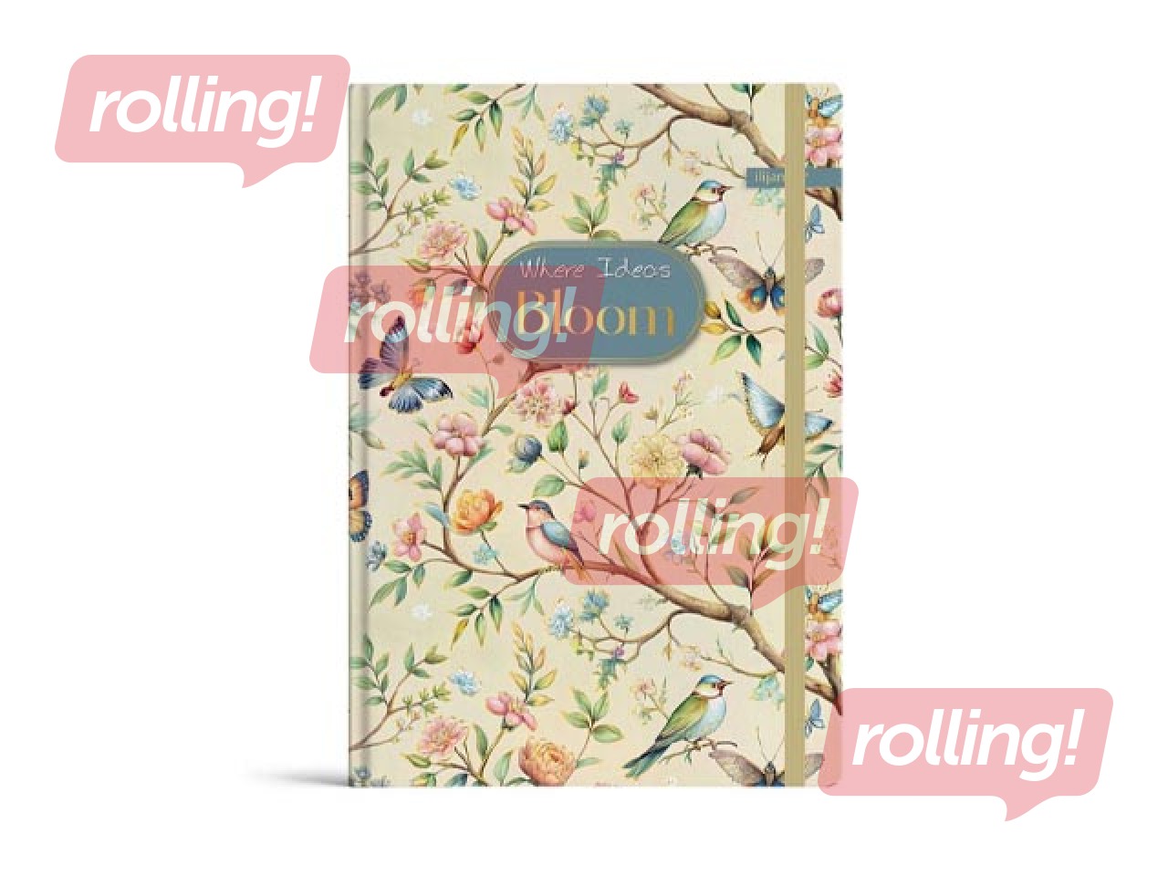 Piezīmju grāmata cietos vākos Bloom, A6, 96 lapas, ar gumiju