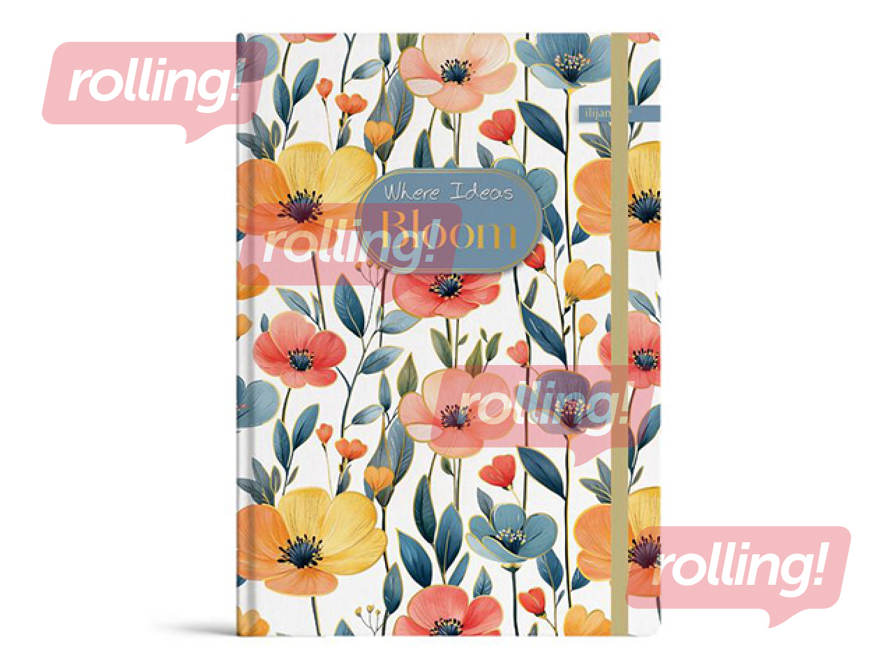 Notebook Bloom, A6, 96 sheets, with elastic band