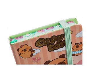 Hardcover notebook Capybara, with elastic band, A7, 80 sheets