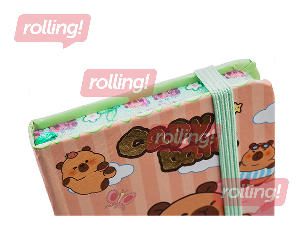 Hardcover notebook Capybara, with elastic band, A7, 80 sheets