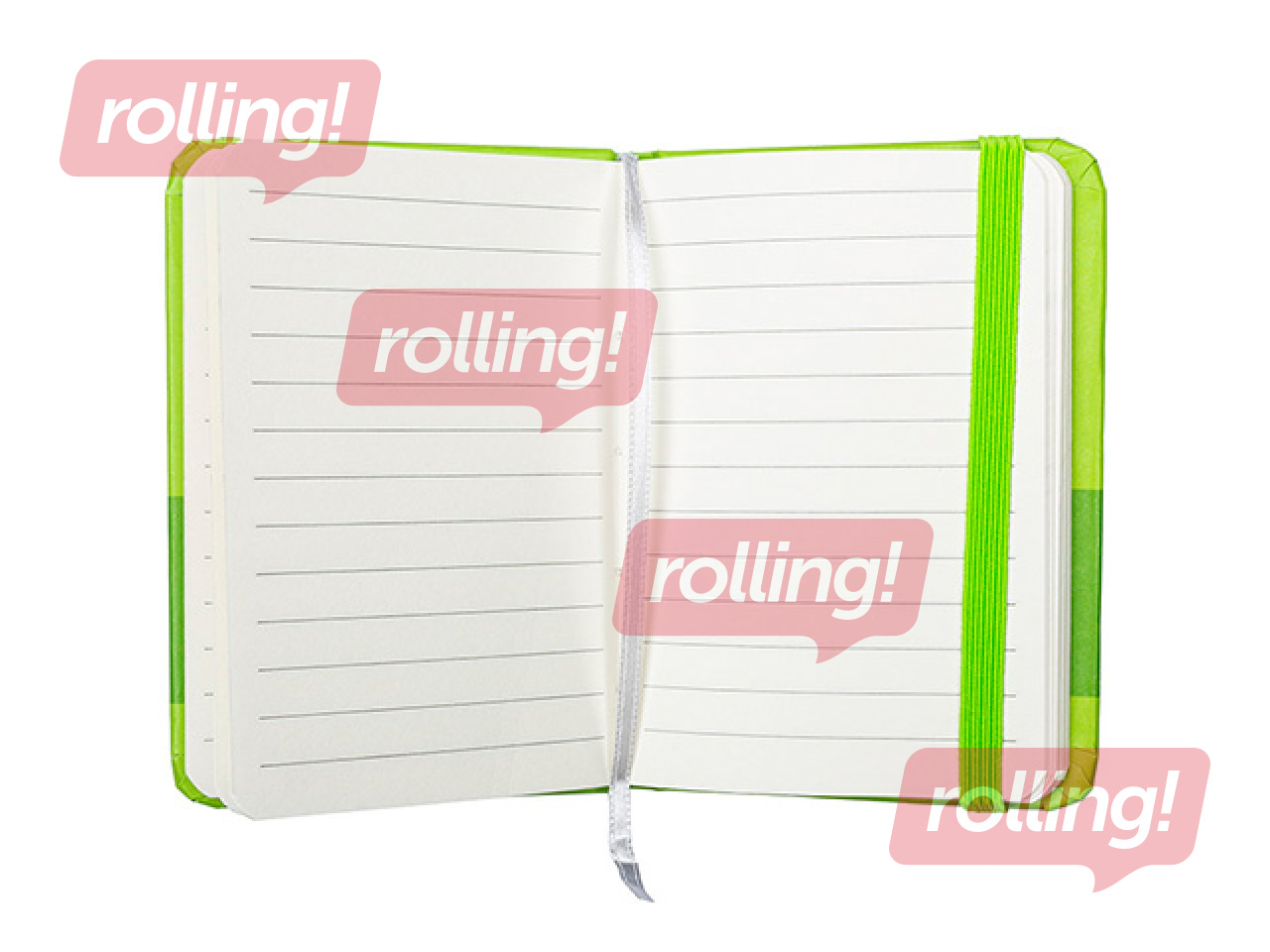 Hardcover notebook Multicolor, with elastic band, green, A7, 80 sheets
