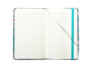 Piezīmju grāmata cietos vākos Flowers, ar gumiju, gaiši zila, A7, 80 lapas