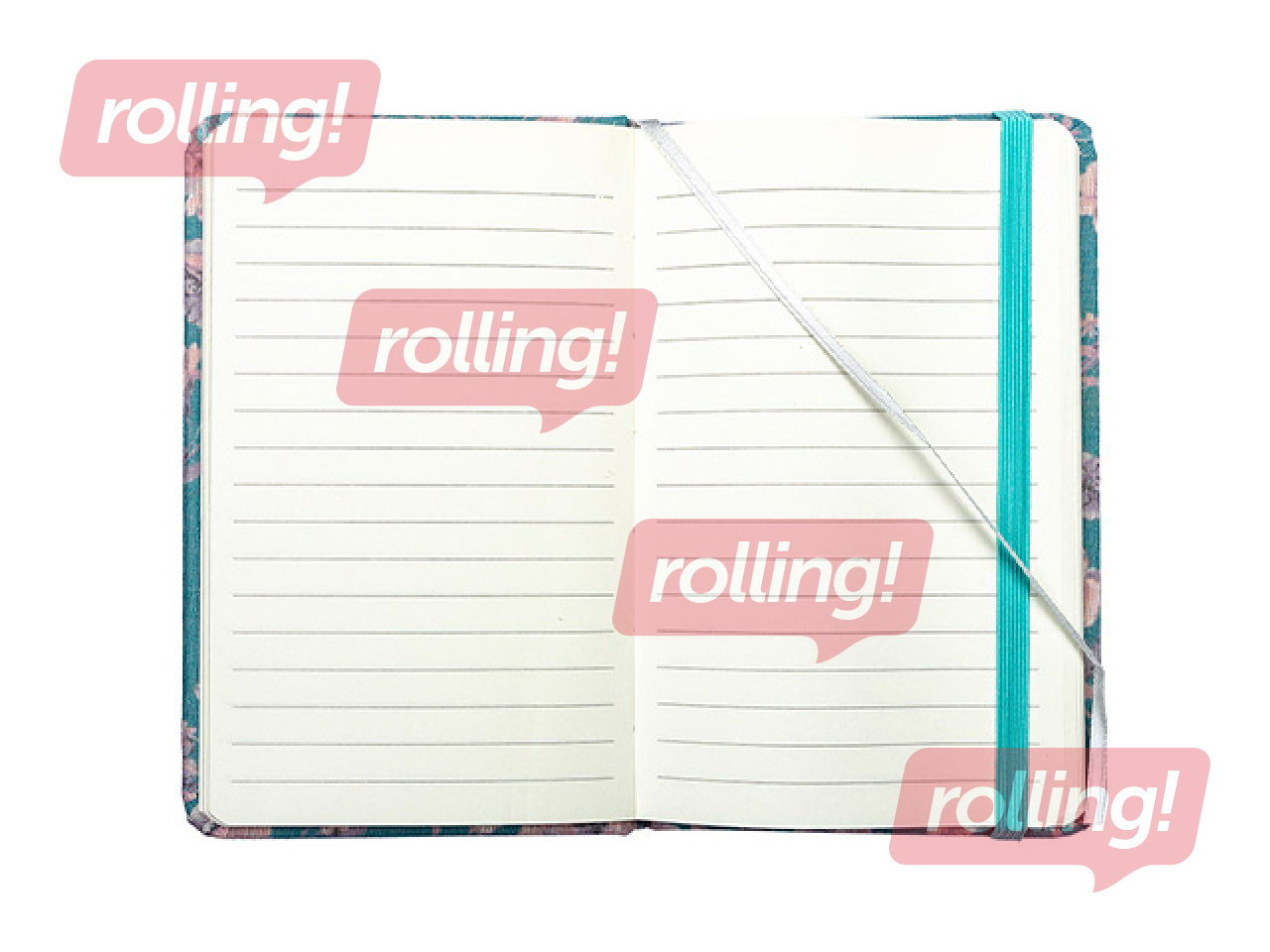 Kõvade kaantega märkmik Flowers, kummiga, sinine, A7, 80 lehte