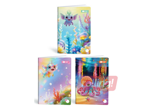 Klade Aqua Cuties, līniju, A4, 32 lapas