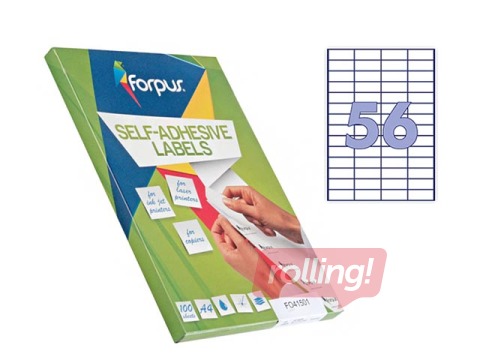 Наклейки Forpus, A4, 52.5x21.2мм, 100 листов, белые