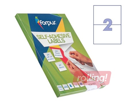 Наклейки Forpus, A4, 210x148 mm, 100 loksnes, baltas