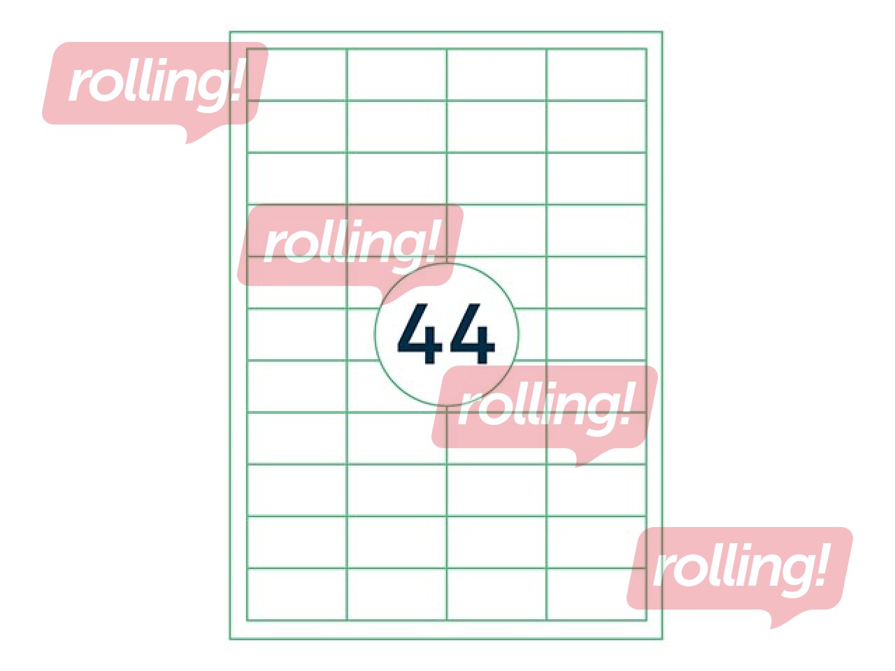 Наклейки Rillprint, A4, 48.5x25.4 мм, 100 листов, белые 