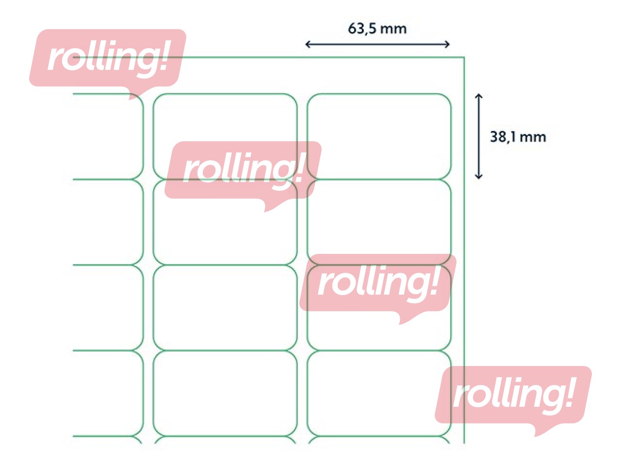 Наклейки Rillprint, A4, 63.5x38.1 мм, 100 листов, белые 