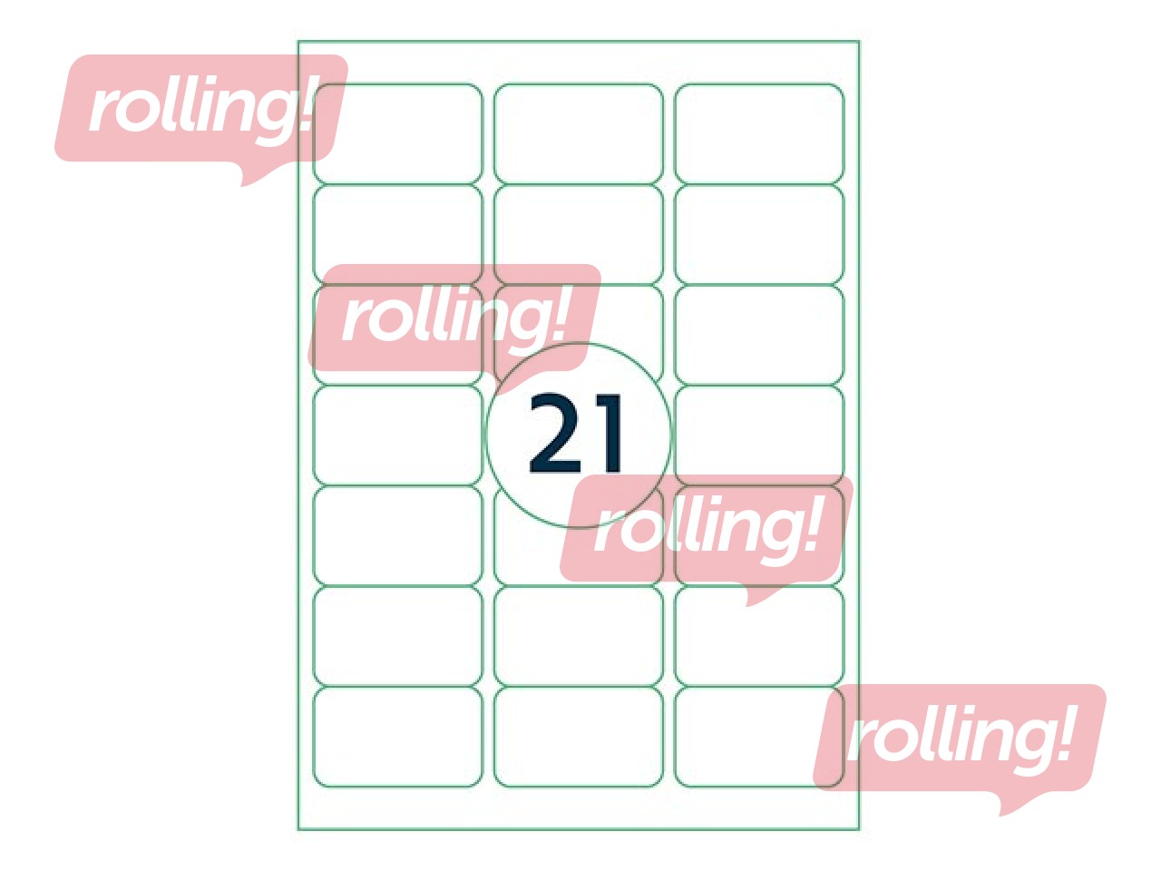 Uzlīmes Rillprint, A4, 63.5x38.1 mm, 100 loksnes, baltas 