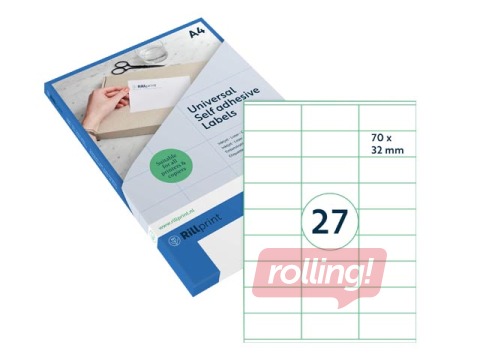 Uzlīmes Rillprint, A4, 70x32 mm,100 loksnes, baltas 
