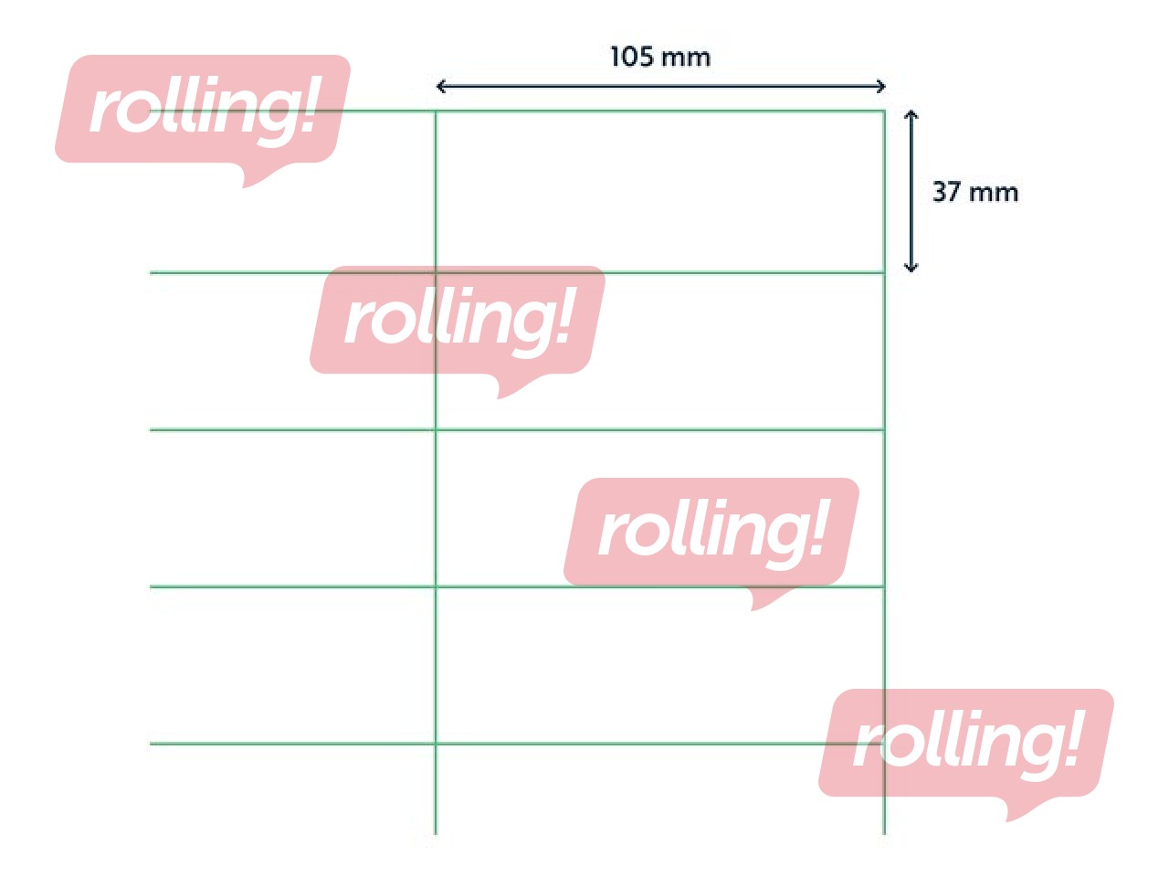 Uzlīmes Rillprint,  A4,105x37 mm,100 loksnes, baltas 