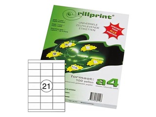 Uzlīmes Rillprint, A4, 70x41 mm,100 loksnes, baltas 