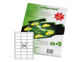 Uzlīmes Rillprint, A4, 64.6x33.8 mm,100 loksnes, baltas 