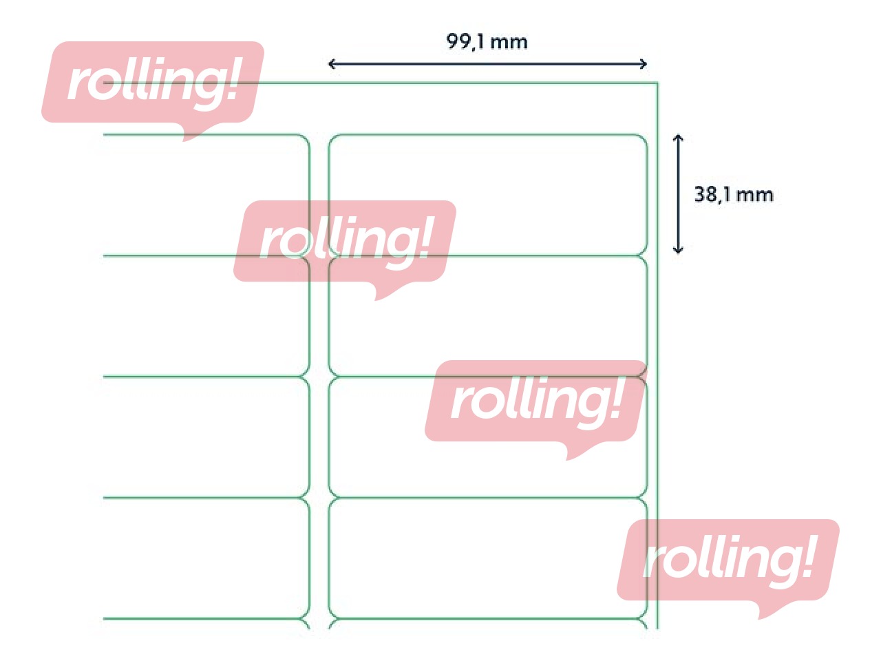 Наклейки Rillprint, A4, 99.1x38.1 мм,100 листов, белые 