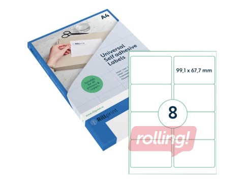 Labels Rillprint, A4, 99.1x67.7 mm, 100 sheets, white 