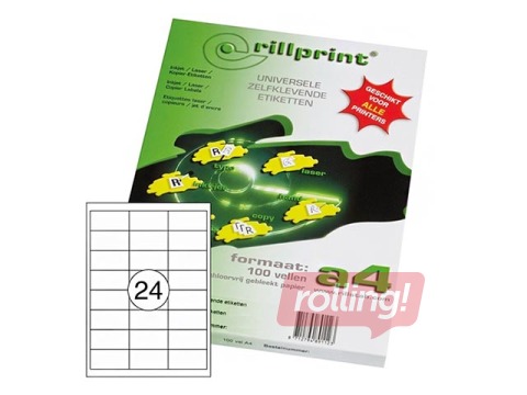 Labels Rillprint, A4, 66x33.8 mm, 100 sheets, white 
