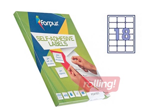 Etiketid Forpus, A4, 63.5x46.6 mm, 100 lehte, valge