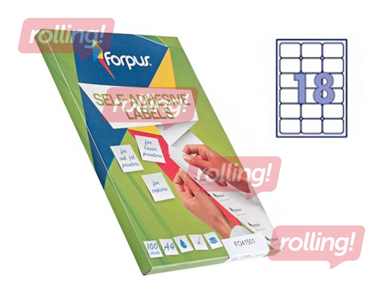 Uzlīmes Forpus, A4, 63.5x46.6 mm, 100 loksnes, baltas