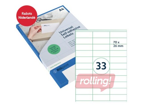Labels Rillprint, A4, 70x26 mm, 100 sheets, white 