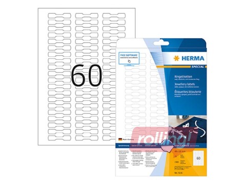 Jewellery labels Herma Special, A4, 49x10 mm, 25 sheets, white