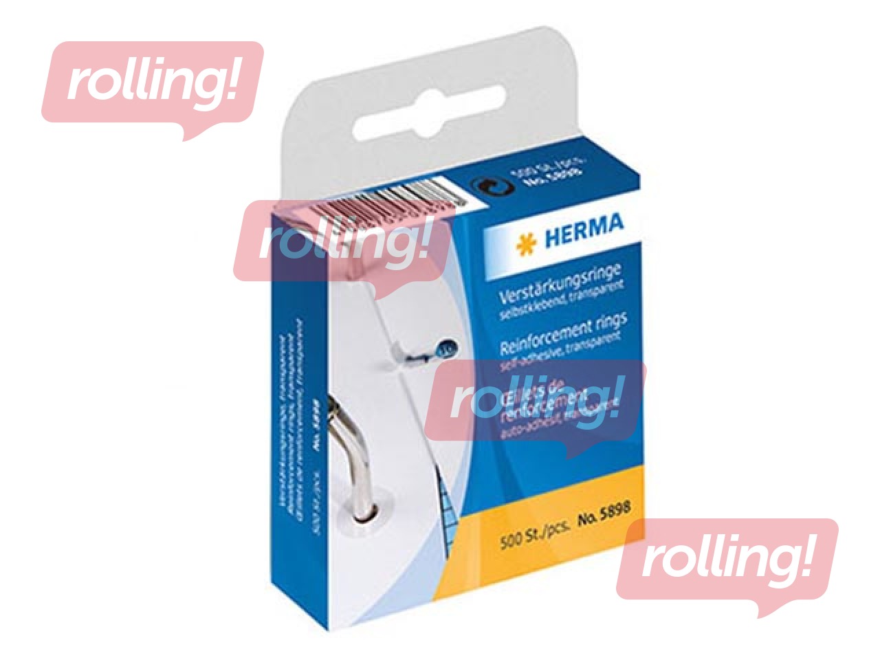 Riņķīši dokumentu perforācijas nostiprināšanai Herma,12 mm, caurspīdīgi, 500 gab.