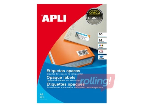 Labels Apli, A4, 25.4x10 mm, 25 sheets, movables/removable, white