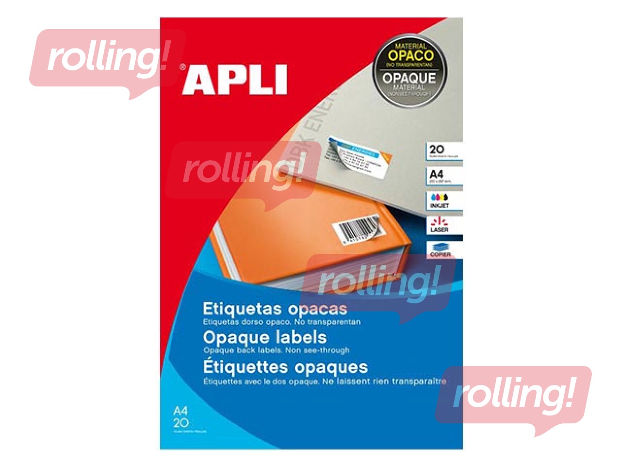 Labels Apli, A4, 25.4x10 mm, 25 sheets, movables/removable, white