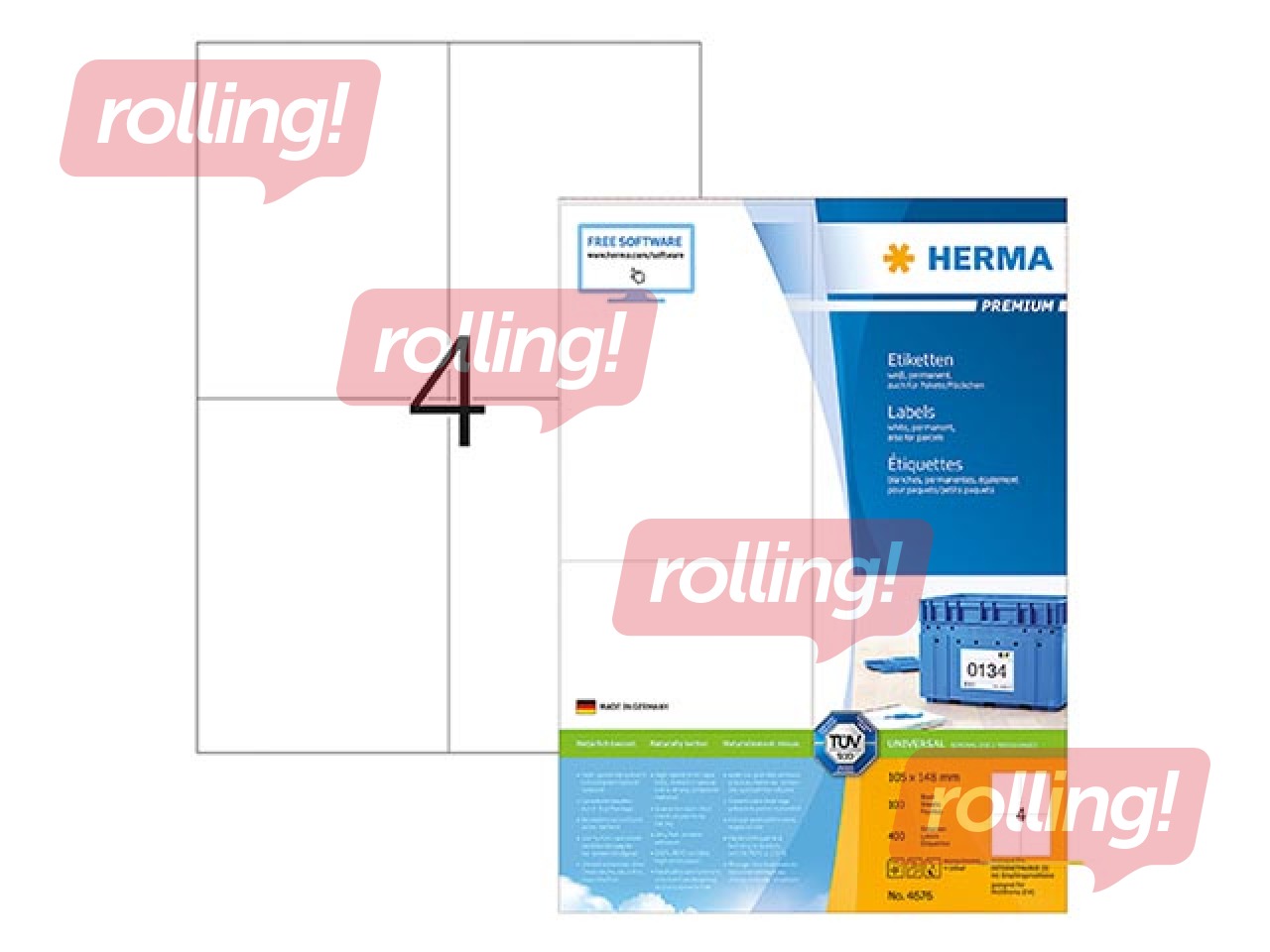 Etiketid Herma Premium, A4, 105 x 148 mm, 200 lehte, valge