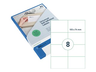 Etiketid Rillprint, A4, 105x74 mm, 1000 lehte, valge