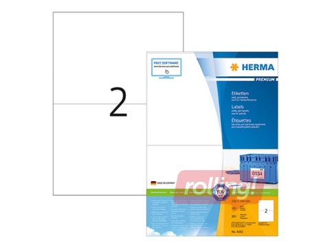 Uzlīmes Herma Premium, A4, 210x148 mm, 100 loksnes, baltas
