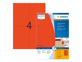 Uzlīmes Herma  A4, 105x148 mm,100 loksnes, noturīgas, sarkanas
