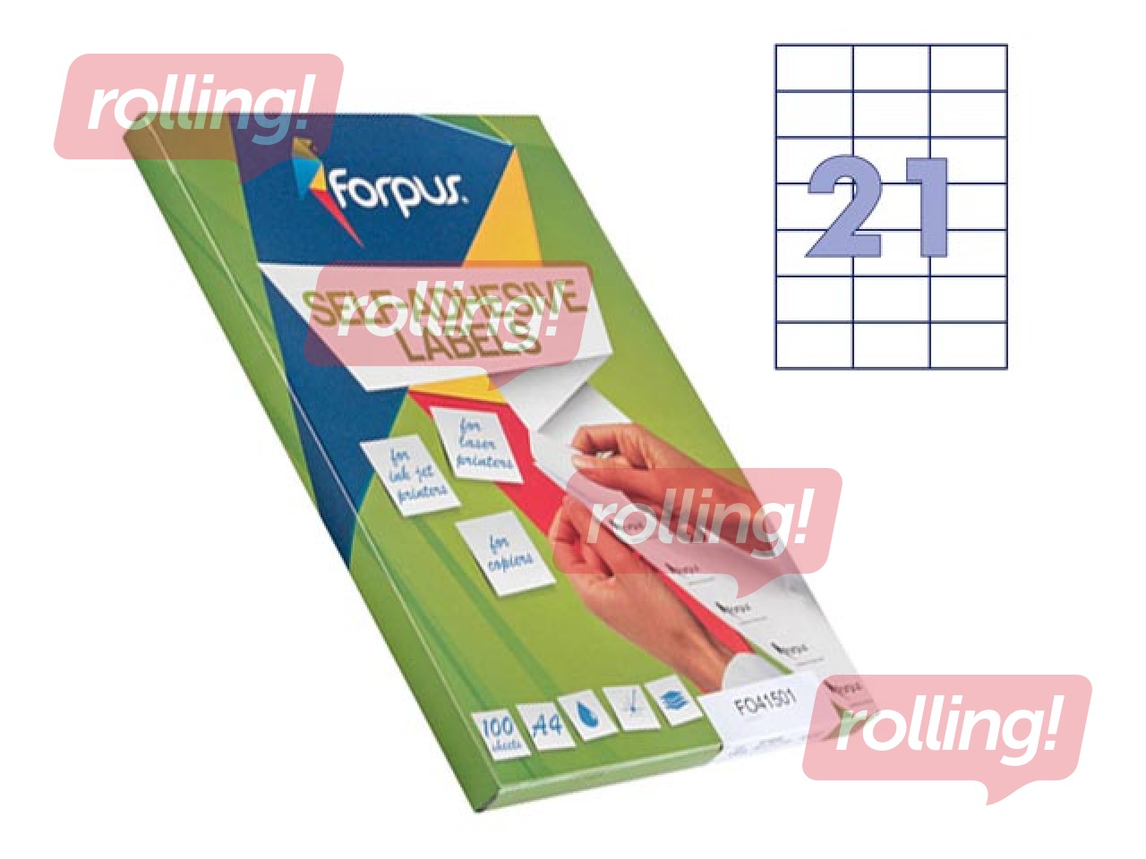 Uzlīmes Forpus, A4, 70x42.4mm, 100 loksnes, baltas