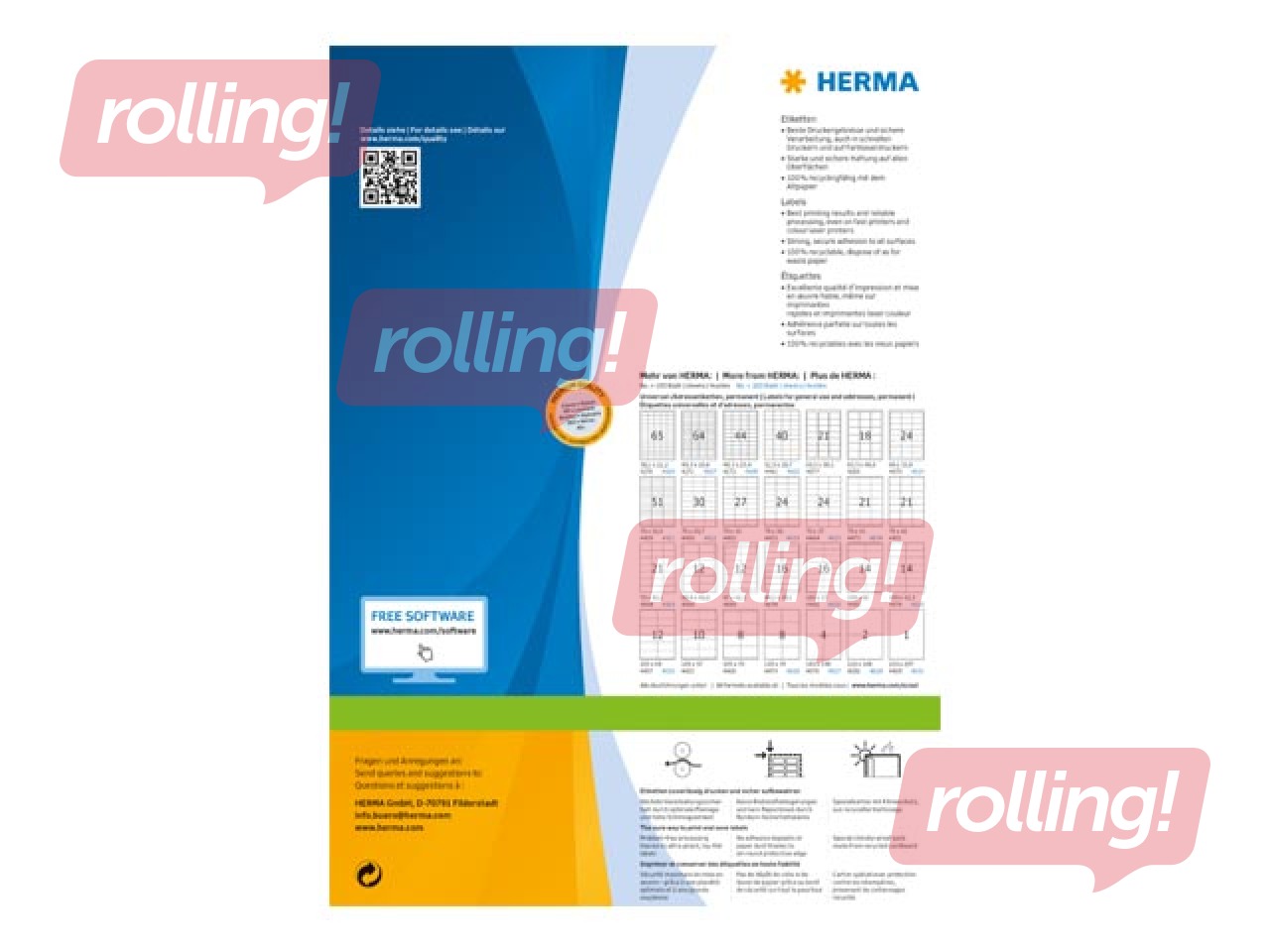 Isekleepuvad etiketid Herma Premium A4, 70 x 67,7 mm, 200 lehte, valge