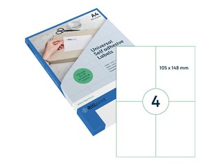 Etiketid Rillprint, A4, 105x148 mm, 100 lehte, valge 