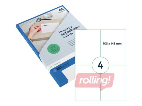 Наклейки Rillprint, A4,105x148 мм, 100 листов, белые 