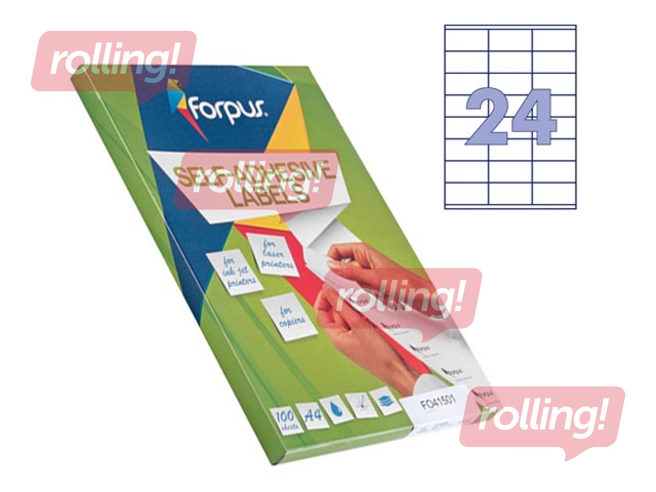Uzlīmes Forpus, baltas, A4, 70x35mm, 100 loksnes