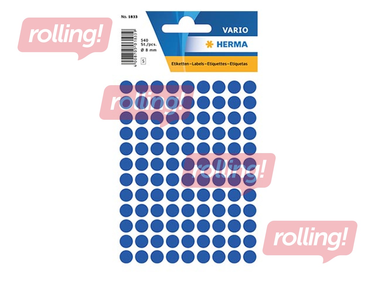 Uzlīmes - aplīši Herma, 8 mm, tumši zili