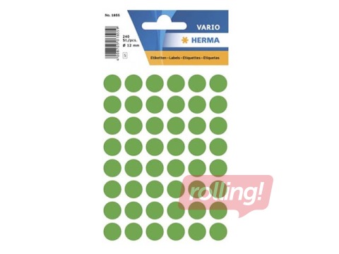 Наклейки - кружочки Herma, 13 мм, зелёные