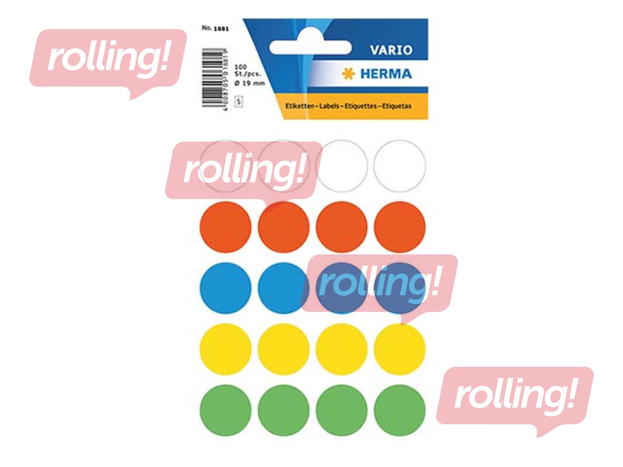 Uzlīmes - aplīši Herma, 19mm, dažādas krāsas, 100 gab.