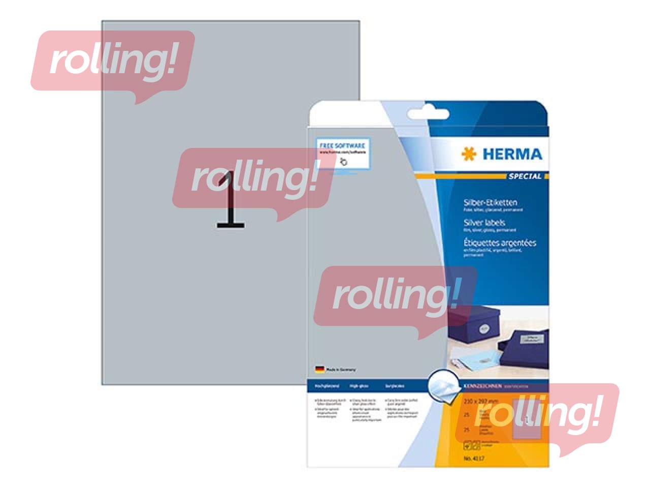 Uzlīmes Herma Special, A4, 210x297 mm, 25 loksnes, sudraba folija