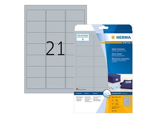 Uzlīmes Herma Special, A4, 63,5x38,1 mm, 25 loksnes, sudraba folija