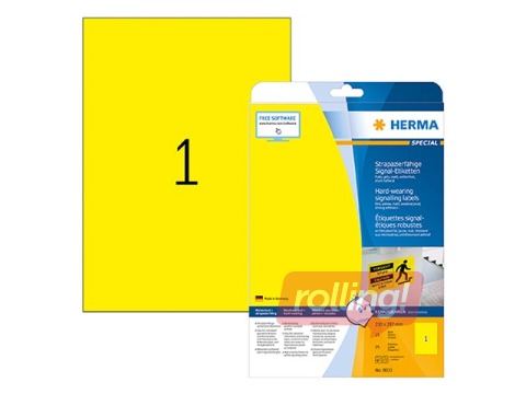Labels Herma Special, A4, 210x297 mm, 20 sheets, yellow