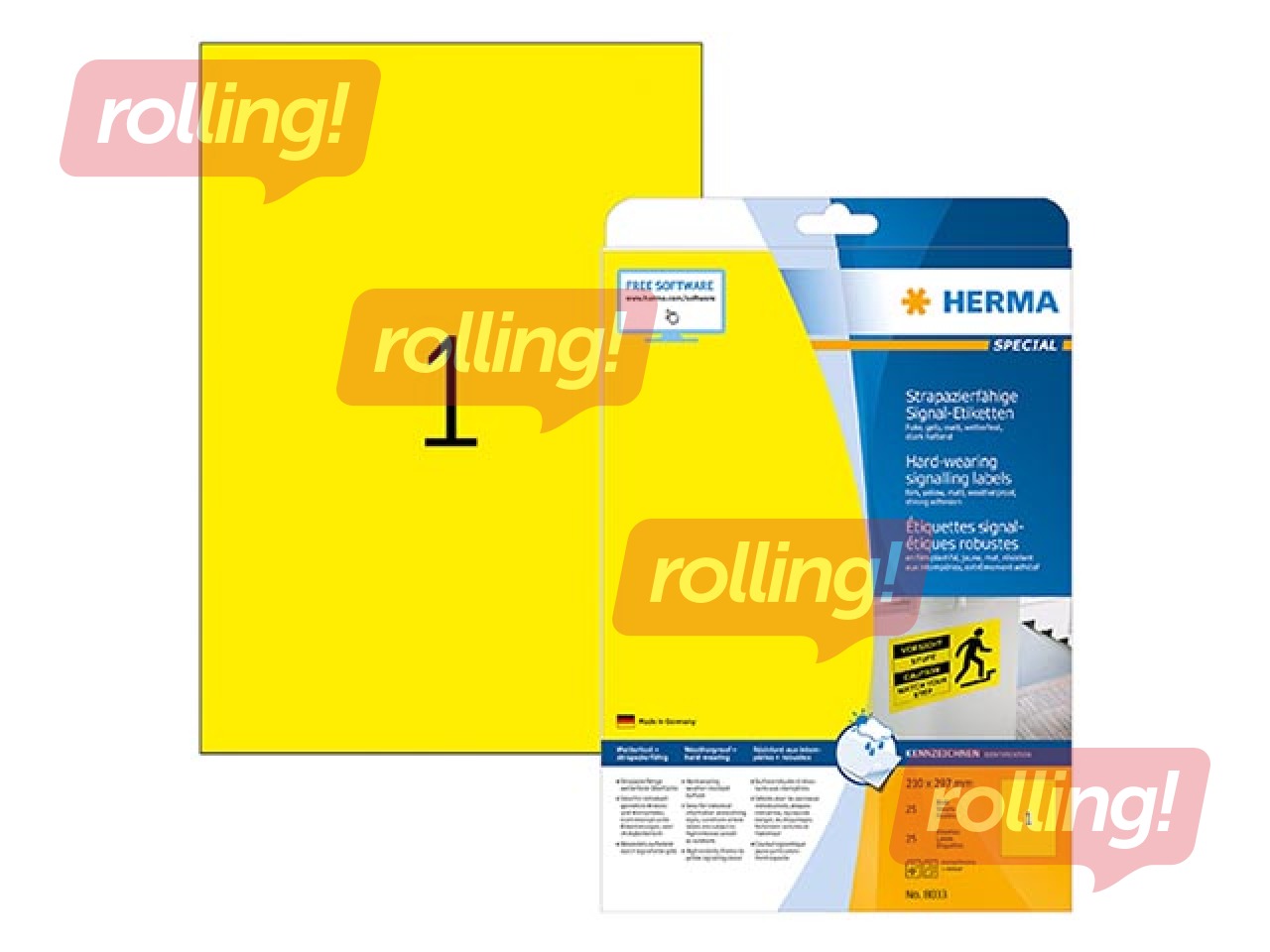 Labels Herma Special, A4, 210x297 mm, 20 sheets, yellow