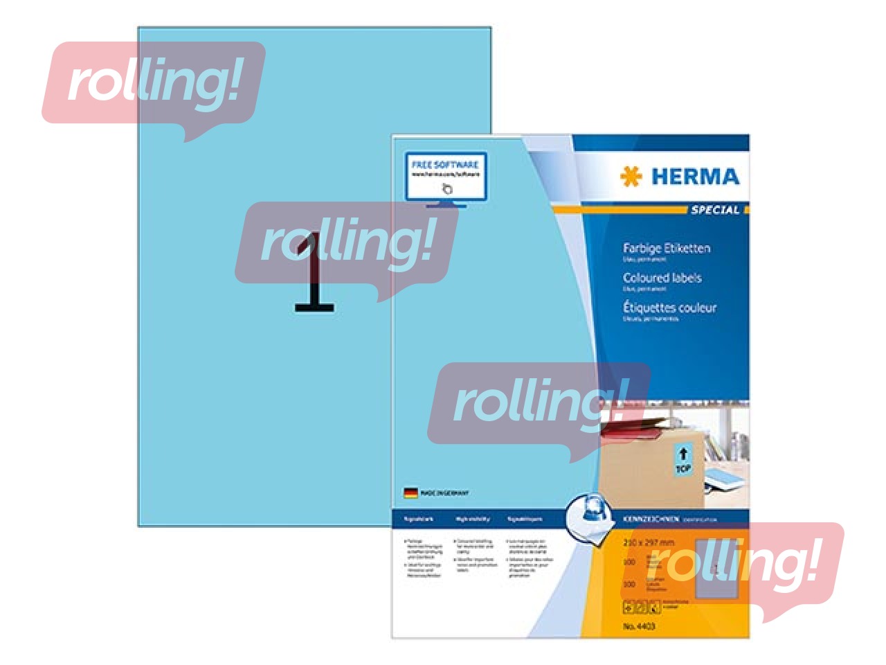 Labels Herma Special, A4, 210x297 mm, removable, 20 sheets, blue