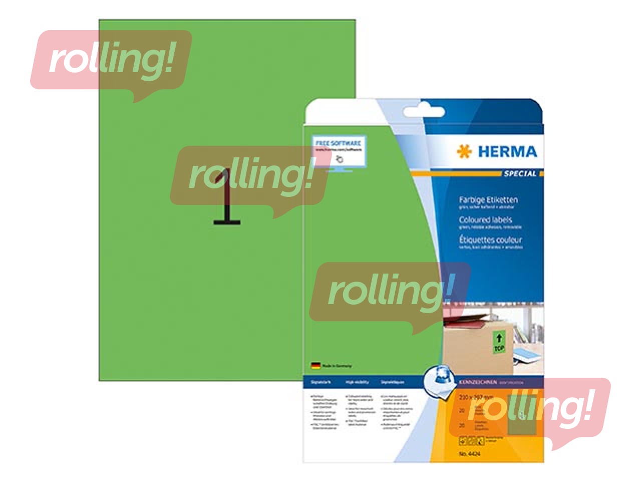 Uzlīmes Herma Special, A4, 210x297 mm, 20 loksnes, zaļas