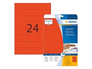 Наклейки Herma Special, A4, 70x37 мм, 20 листов, красные