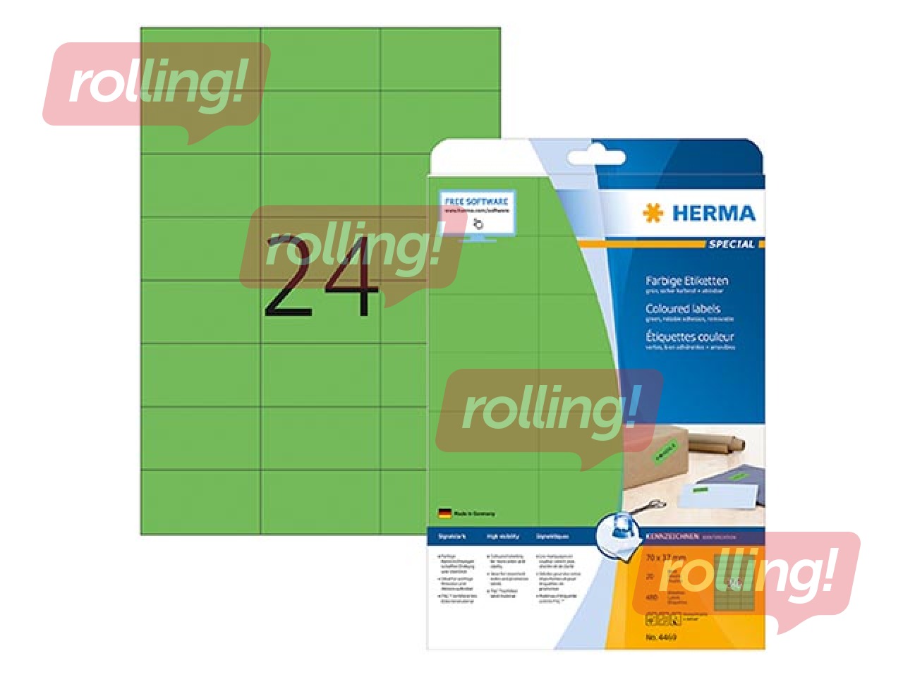 Labels Herma Special, A4, 70x37 mm, 20 sheets, green