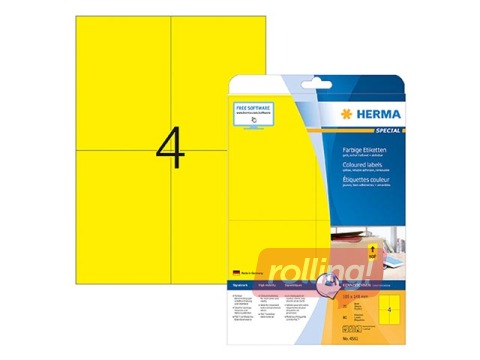 Uzlīmes Herma, A4, 105x148 mm, 100 loksnes, dzeltenas
