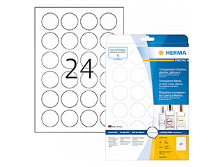Uzlīmes Herma, A4, Ø 40 mm, 25 loksnes, caurspīdīgas 